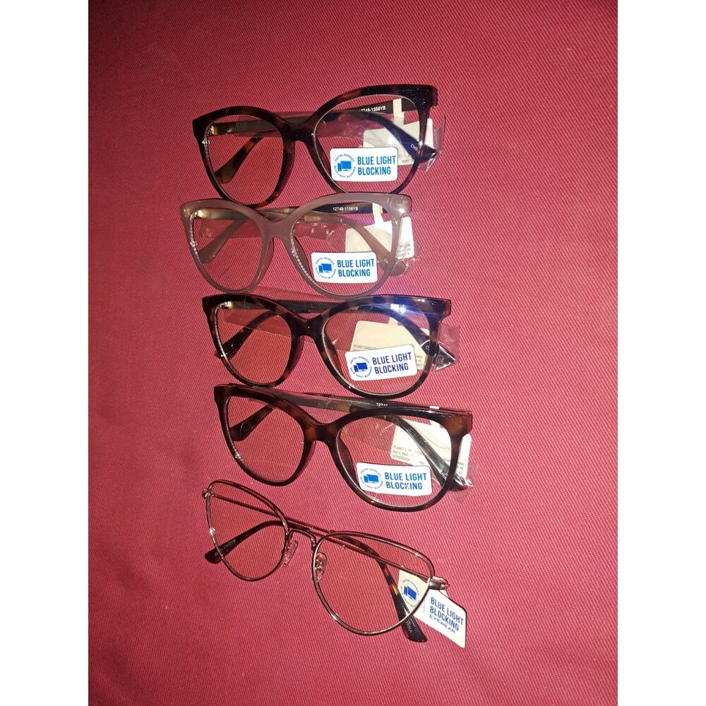 Lot #5 Blue Light Blocking eyewear for computer-tv-gaming protection inc 5 pairs